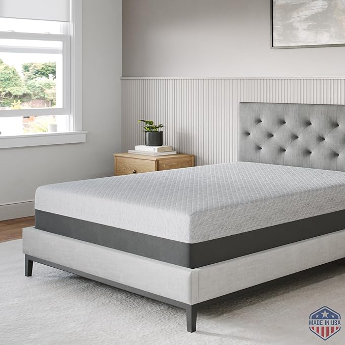 Celestial Sleep Gel Memory Foam Mattress in a Box, Made in The USA, CertiPUR-US® Certified Foam, Oeko-Tex, and Fiberglass-Free Certified Bed, 10 inch Medium - Queen