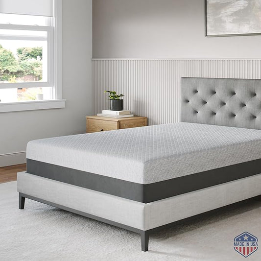 Celestial Sleep Gel Memory Foam Mattress in a Box, Made in The USA, CertiPUR-US® Certified Foam, Oeko-Tex, and Fiberglass-Free Certified Bed, 10 inch Medium - Queen