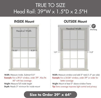 Madison Park Galen Cordless Roman Shade, 39"W x 64"H, Sheen Ivory – Room Darkening, Thermal Insulated, Energy Efficient Window Blind with Subtle Sheen Basketweave Fabric for Privacy