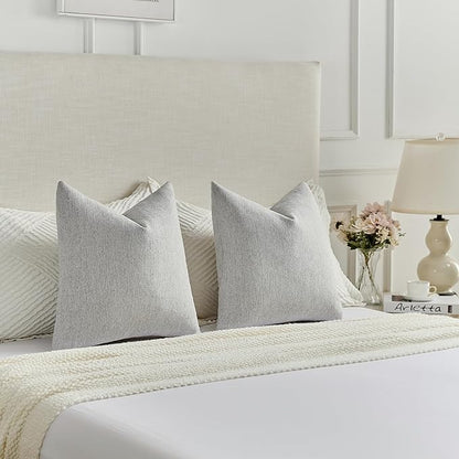 FUTEI Light Grey Chenille Decorative Throw Pillow Covers 12x20 Inch Set of 2,Soft Cozy Faux Linen Textured Lumbar Pillow Cases,Farmhouse Home Decor for Couch Living Room