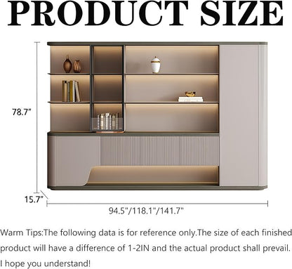 Modern L Shaped Desk, 94.5 inch Large Desk with Storage, Executive Desks for Home Office No Installation Required with Drawers and Lockable, Without Desk or Computer Chair (Filing Cabinet)