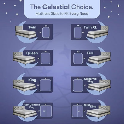 Celestial Sleep Gel Memory Foam Mattress in a Box, Made in The USA, CertiPUR-US® Certified Foam, Oeko-Tex, and Fiberglass-Free Certified Bed, 12 inch Soft - Split King