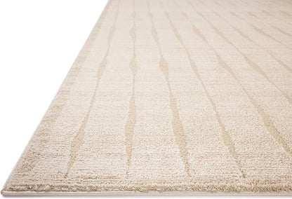 Loloi Chris Loves Julia Calvin Collection CLV-02 Ivory/Oatmeal 3'-6" x 5'-6" Accent Rug Checkered Neutral Soft Living Room Bedroom Carpet