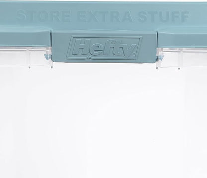 Hefty HI-RISE 72 Qt Large Plastic Storage Bins with Lids, 6 Pack Stackable Containers with Secure Latching Handles, Clear Storage Totes for Garage, Closet, Basement, Clothes and Household Organization