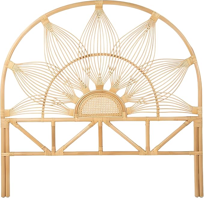 Kouboo Sunflower Rattan Queen Headboard Bedroom Bedroom Furniture Headboard Tropical Decor Bohemian Decor Natural