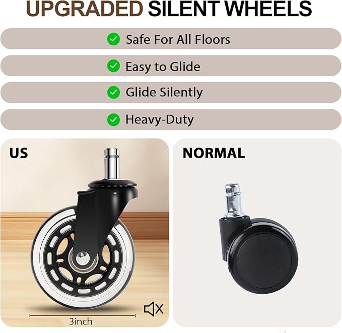 Home Office Desk Chair, PU Casters Ergonomic Computer Chair with Lumbar Support, Adjustable Height, 360°Rolling Swivel Chair, High Back Executive Task, Padded Armrests Chair, Black Leather