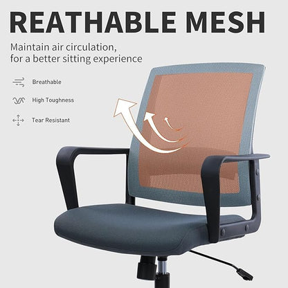 CLATINA Ergonomic Office Chair - Mesh Desk Chair with Lumbar Support, Rolling Comfortable Computer Chairs with Arms for Home Conference, Gray 4 Pack