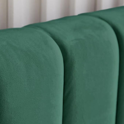 Livinia Twin Size Elton Velvet Platform Bed, Upholstered Bed Frame with Vertical Channel Tufted Headboard Footboard, Strong Wood Slats, No Box Spring Needed, Green (Twin)