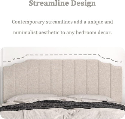 King Size Headboard Only, Linen Wall Mounted Headboard King for Adjustable Bed Modern Upholstered Head Board Easy Assembly, Beige