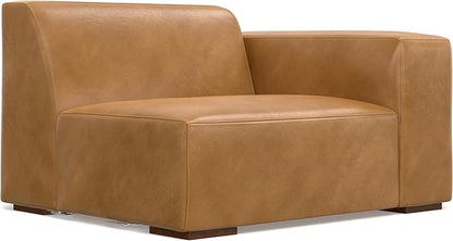 SIMPLIHOME Rex Modular Sofa and Ottoman Set in Full-Grain Genuine Leather, Sienna, 88-inch-Wide 2-Seater Leather Couch and Matching 34-inch-Wide Table Ottoman for Living Room