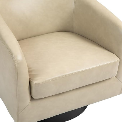 Lumibee Swivel Accent Chairs Set of 2, Faux Leather Swivel Barrel Chairs for Living Room, Modern Comfy Upholstered Round Armchairs Single Sofa Chairs for Bedroom, Club-Cream