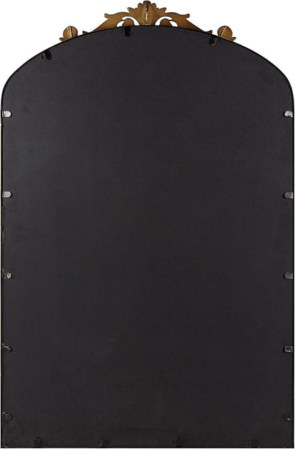 Kate and Laurel Arendahl Ornate Traditional Arched Mirror; 24 x 36; Bronze; Decorative Baroque Style Arched Wall Mirror with Ornamental Crown