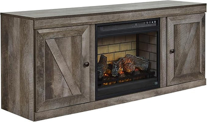 Signature Design by Ashley Wynnlow Farmhouse 60" TV Stand with Electric Fireplace for TVs up to 69", Gray