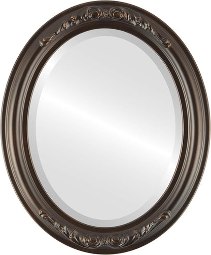 OVALCREST Oval Beveled Wall Mirror for Home Decor - Florence Style - Rubbed Bronze - 24" x 20"