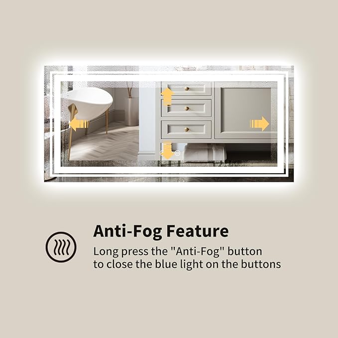 WTTY LED Bathroom Mirror 84''x40'' with Front and Backlight, Large Dimmable LED Vanity Wall Mirrors, Double LED Mirror for Bathroom with Anti-Fog, 3 Colors, Memory Function, Shatter-Proof, ETL Listed