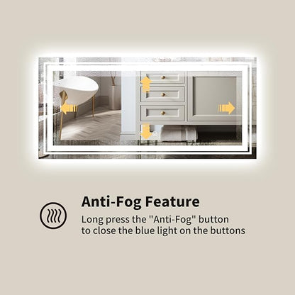 WTTY LED Bathroom Mirror 84''x40'' with Front and Backlight, Large Dimmable LED Vanity Wall Mirrors, Double LED Mirror for Bathroom with Anti-Fog, 3 Colors, Memory Function, Shatter-Proof, ETL Listed