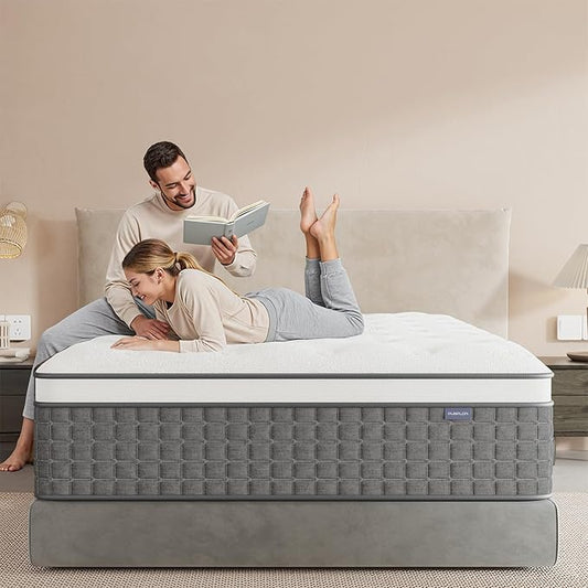Mattress King Size, Medium Firm 10 Inch Mattresses with Extra Lumbar & Shoulder Support, Hybrid Mattress King with Gel Memory Foam Pain Relief - Fiberglass Free - No Odor - 365 Night Trial