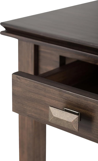 SIMPLIHOME Artisan SOLID WOOD 21 inch wide Square End Table End Side Table in Natural Aged Brown with Storage, 1 Drawer, for the Living Room and Bedroom