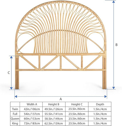 KOUBOO Rattan Loop Headboard, Full, Natural