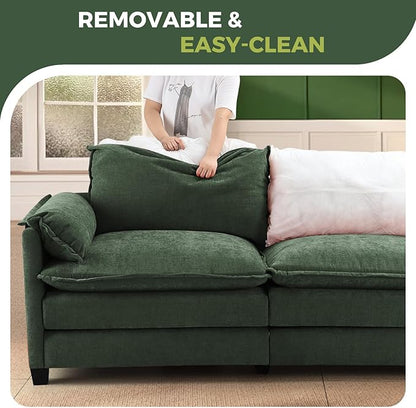 ELUCHANG 153" Oversized Modular Sectional Sofa, Comfy Deep Seat Cloud Couch, 6 Seater U Shaped Modern Sofa with Removable Cover for Living Room, Apartment, DIY Combination, Chenille Olive Green