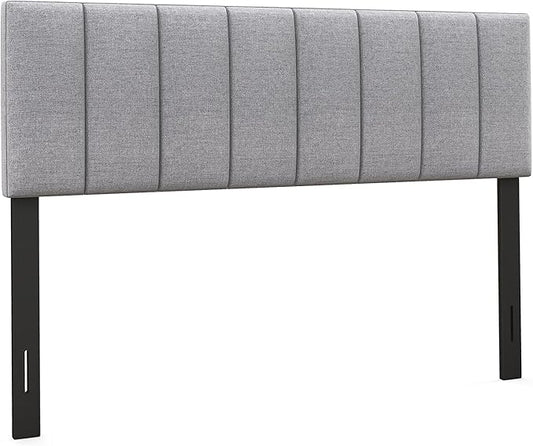 Giantex Linen Upholstered Headboard, Adjustable Width Button Tufted Headboard Only with Solid Wood Legs, Attach Frame, Modern Headboards for Queen Full Size Bed, Gray