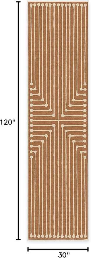 RUGGABLE x Jonathan Adler Machine Washable Modern Runner Rug – Inkdrop Copper 2.5x10, Stain-Resistant, Non-Slip – Washable Rug for Hallway, Entryway, Living Room & Kitchen–with Cushioned Pad