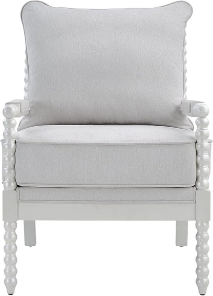 Morden Fort Linen Fabric Spindle Accent Chairs Set of 2, French Style Chairs with High Resilience Spring Cushion and Armrest Pads, Leisure Armchair for Living Room Bedroom Farmhouse Office Balcony
