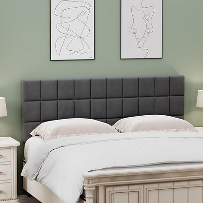 Andeworld Velvet Upholstered Tufted King Size Headboard,Wood Head Board with Metal Legs, Adjustable Height from 42” to 56”, Bed Headboard in Modern Design,Backboard for Bed, Dark Gray
