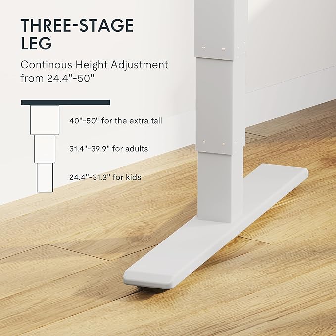FLEXISPOT E6 MAX Bamboo Dual Motor 48x24 Inch 3-Stage Heavy Duty Standing Desk, 330lbs Weight Capacity, Height Adjustable Desk w/Cable Management & Wheels (Solid Bamboo Curved Desktop + White Frame)