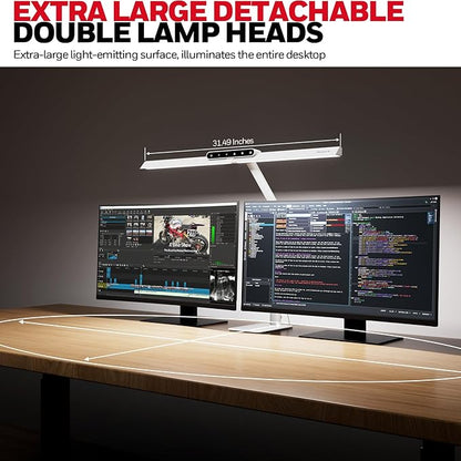 Honeywell LED Desk Lamp with Base - HJ1WT Sunturalux Eye-Caring Architect Desk Lamp for Home Office, 1200LM Computer Desk Light 4 Color Modes Stepless Dimming Task Desk Light with Timer Function White