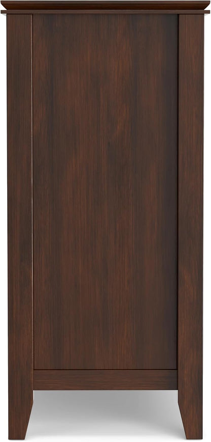 SIMPLIHOME Artisan Buffet - 54 inch Wide Solid Wood 3-Door Sideboard Buffet in Russet Brown, Transitional Storage Cabinet for Dining Room or Kitchen with Adjustable Shelves and Bronze Hardware