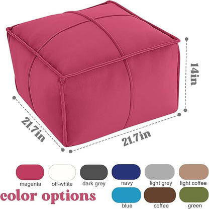 MeMoreCool Stuffed Round Pouf Ottoman Foot Rest, Floor Pouf Foot Stool with Soft Foam Chunk Filling, Small Round Ottoman Footstool Circle Footrest for Living Room