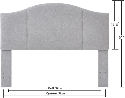 24KF Middle Century Upholstered Foldable Queen Headboard, Modern Boucle Teddy Fabric