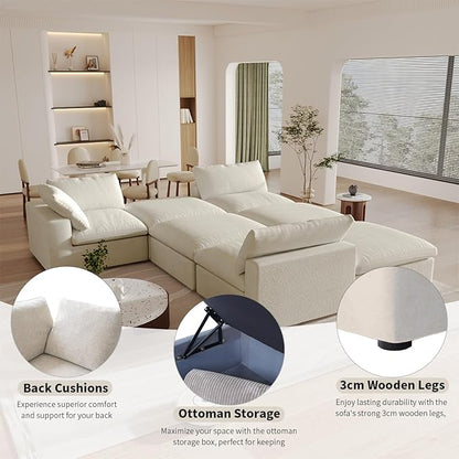 WJShome Sectional Sofa Couch,Cloud Modular Couch,Oversized 3-Seater Minimalist Sofa,120.6inch Convertible Deep Seat for Modern Living Room,Cover Removable & Washable