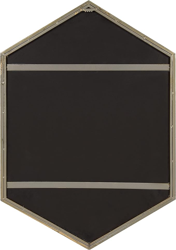 Kate and Laurel McNeer Hexagon Metal Frame Wall Mirror with Gold Finish for Bathrooms, Entryways, Bedrooms, and More, 31 x 22-inches