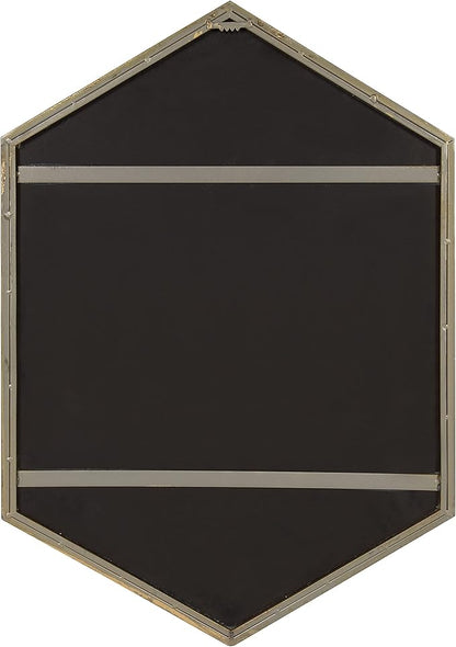 Kate and Laurel McNeer Hexagon Metal Frame Wall Mirror with Gold Finish for Bathrooms, Entryways, Bedrooms, and More, 31 x 22-inches