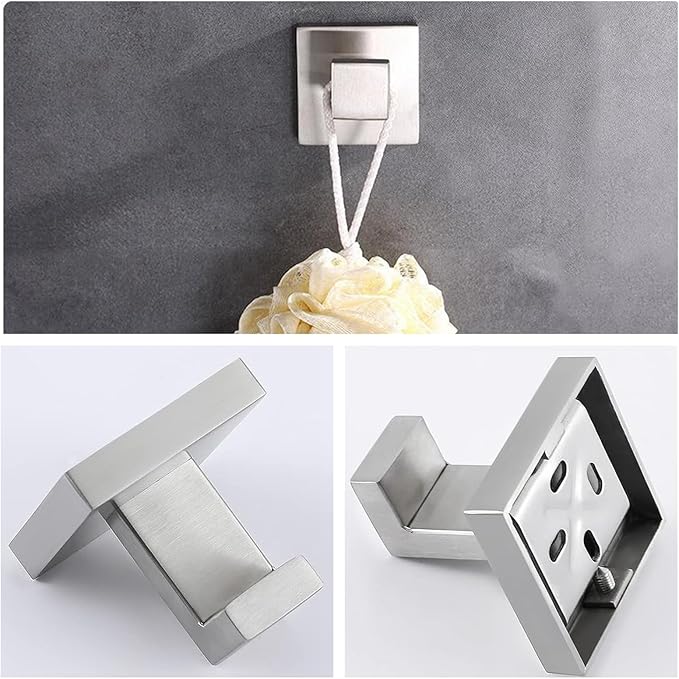 Bathroom Hardware Set Bathroom Accessories Set SUS304 Towel Bar Set Includes Towel Bar Inch+Towel Holder+Toilet Paper Holder+Towel Hook (10, Brushed Nickel-Paper Holer with Cover+Towel Ring)