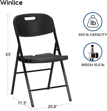 50 Pack Thicker 800 LBS Black Folding Chairs, Commercial Grade Folding Chair, Foldable Chairs for Events