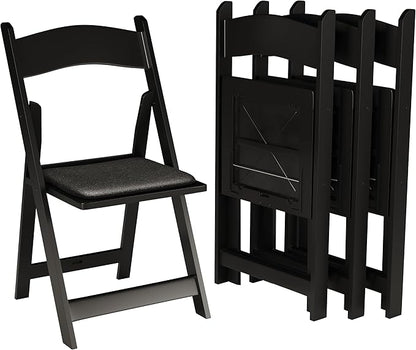 200 Black Resin Stackable Folding Chair - Comfortable Black Foldable Chair - Folding Chairs with Padded Seats - Indoor/Outdoor Folding Chairs for Events - Lightweight Foldable Chairs (200 Pack)
