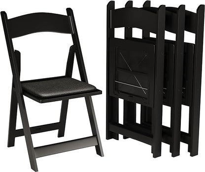 SIMPLEX 24 Black Resin Stackable Folding Chair - Comfortable Black Foldable Chair - Folding Chairs with Padded Seats - Indoor/Outdoor Folding Chairs for Events - Lightweight Foldable Chairs (24 Pack)