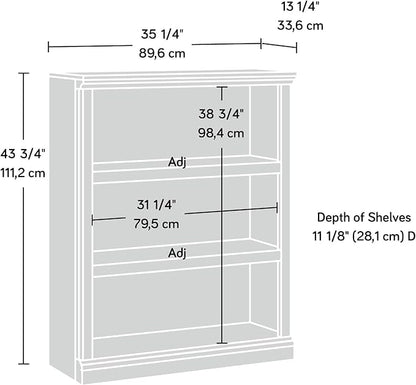 Sauder Miscellaneous Storage 3-Shelf Bookcase/ book shelf, Chalked Chestnut finish