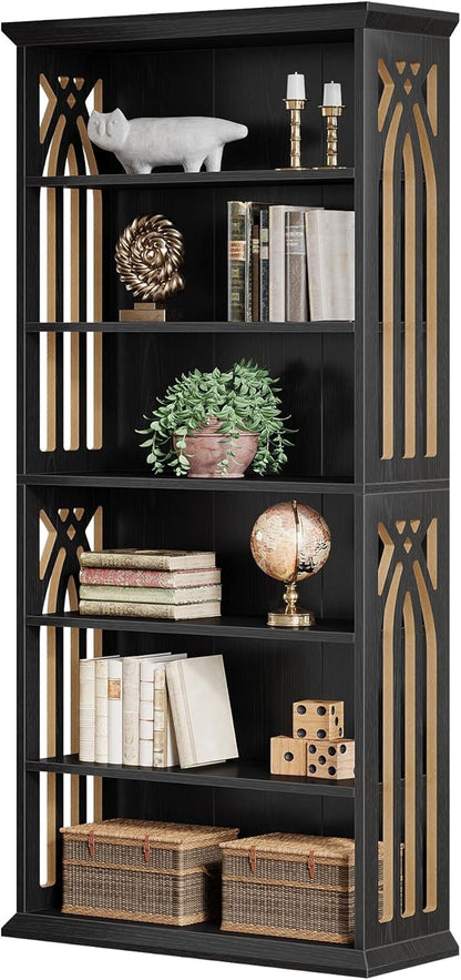Tribesigns 6-Tier Bookshelf, 75-Inch Tall Bookcase, Large Bookshelves and Bookcases Freestanding Display Shelves, Wood Book Shelf for Living Room, Home Office, Bedroom, Black (2Packs)