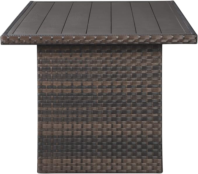 Signature Design by Ashley Outdoor Easy Isle Multi-Use Resin Wicker Patio Table, Dark Brown