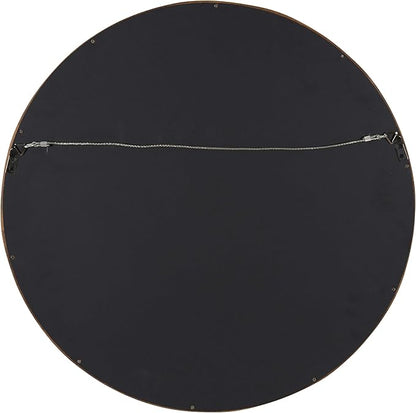 Kate and Laurel Hutton Round Decorative Modern Wood Frame Wall Mirror, 22 Inch Diameter, Walnut Finish