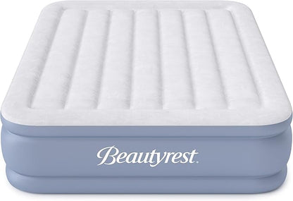 Beautyrest Hi-Loft Full Size Air Mattress with Vertical Beam Construction, Edge Support, External Pump and Puncture Resistant Vinyl for Guests and Camping