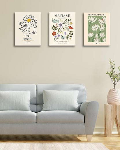 HesenDot Minimalist Framed Matisse Canvas Wall Art,Abstract Matisse Wall Decor,Quality Canvas Prints for 12x16IN,Art Posters Decoration for Bathroom,Living Room,Bedroom Set of 3