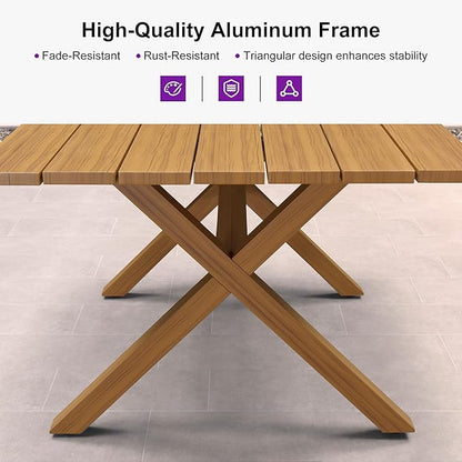 PURPLE LEAF 16 Pieces Outdoor Dining Set with Patio Aluminium Dining Table and Wicker Chairs Modern Furniture Cushions Sets for Backyard Indoor Decor Kitchen Teak