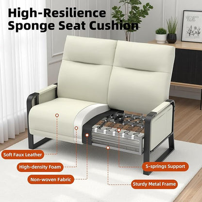 Modular Cloud Sectional Couches for Living Room, Faux Leather Loveseat & Accent Chairs Set of 2, Upholstered Sectional Sofa Set for Office, Beige