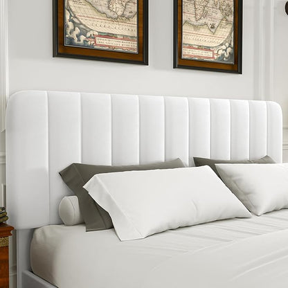 VECELO King Size Upholstered Bed Frame with 4 Drawers and Headboard, Velvet Platform Storage Bedframe, Wooden Slats Support, No Box Spring Needed,Snow-White