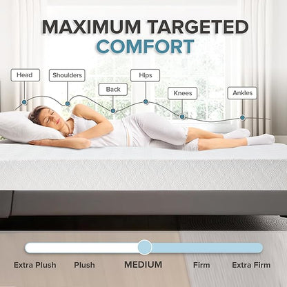 L’Baiet 10 Inch Gel Memory Foam Mattress, Twin Size - Bed in a Box - Medium Firm - Breathable Cooling-Gel Comfort Technology - Pressure Relief Comfy Support Soft Fabric Cover - CertiPUR-US Certified